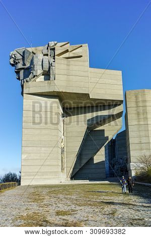 Shumen, Bulgaria - April 10, 2017:  Founders Of The Bulgarian State Monument Near Town Of Shumen, Bu
