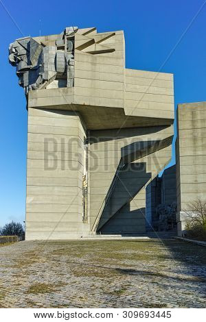 Shumen, Bulgaria - April 10, 2017:  Founders Of The Bulgarian State Monument Near Town Of Shumen, Bu