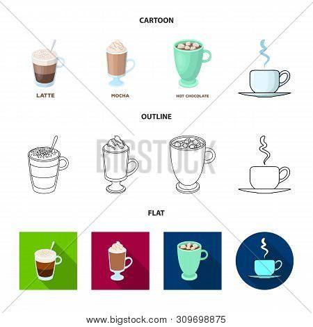 Vector Design Of Cup And Coffe Icon. Set Of Cup And Top Vector Icon For Stock.