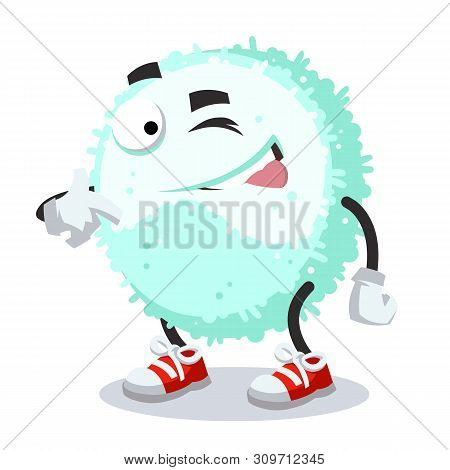 Cartoon Joyful Leukocyte Character Mascot Winks Isolatad