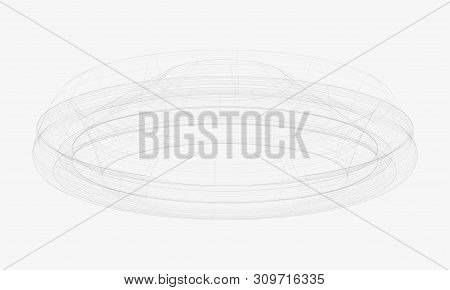 Abstract Covered Round Arena Sketch. Simple Illustration Of Covered Round Arena Vector Sketch For We