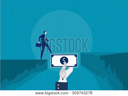 Businessman Use Money Bridge To Success New Investment  Vector