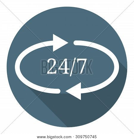 247 Flat Icon. Service Open 24h Hours A Day And 7 Days A Week. Illustration For Your Design, Web, Ap