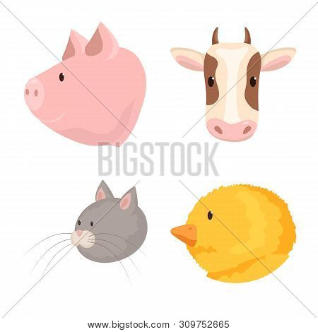Vector Design Of Farm And Head Sign. Set Of Farm And Homemade Vector Icon For Stock.