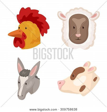 Vector Design Of Farm And Head Sign. Set Of Farm And Homemade Vector Icon For Stock.