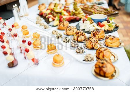 Snacks And Canapes On The Holiday Table