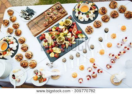 Snacks And Canapes On The Holiday Table