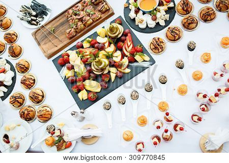 Snacks And Canapes On The Holiday Table