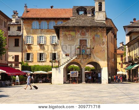 Community Building -palazzo Della Comunitta- In Motta Square -piazza Motta-in The Village Of Orta Sa