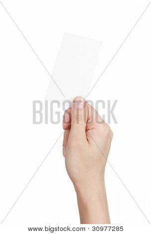 Blank Business Card in der Woman hans