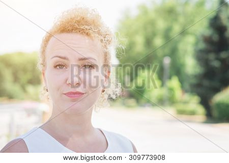Emotional Portrait Of A Beautiful Girl, Lifystyle Summer Park
