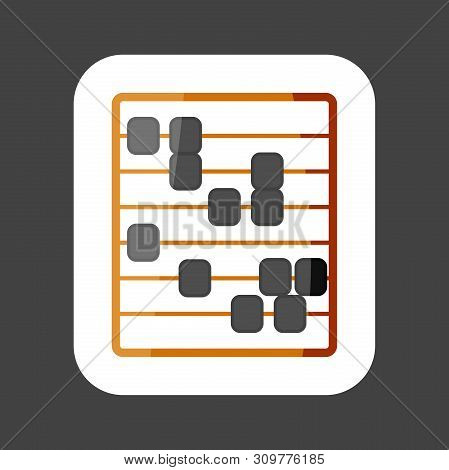 Vector Icon Of Abacus Colored Sticker. Wooden Abacus For Learning Account And Math. Layers Grouped F