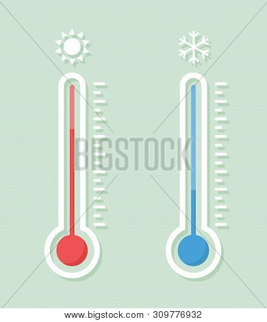 Thermometer Icon. Flat Style - Stock Vector.