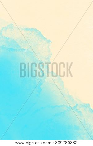 Sea Background With Space For Text. Seascape - Illustration. Beach With Sea Surf. Sea, Sandy Beach