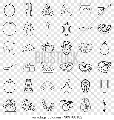 Food Icons Set. Outline Style Of 36 Food Vector Icons For Web For Any Design