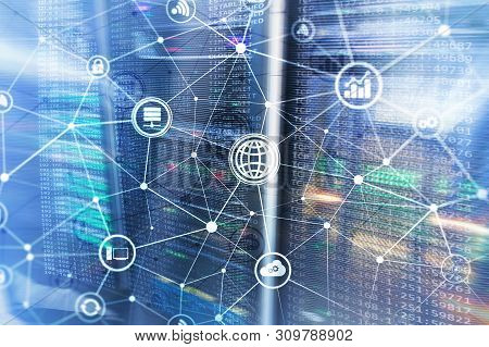 Ict - Information And Telecommunication Technology And Iot - Internet Of Things Concepts. Diagrams W