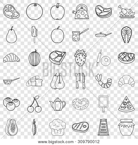 Croissant Icons Set. Outline Style Of 36 Croissant Vector Icons For Web For Any Design