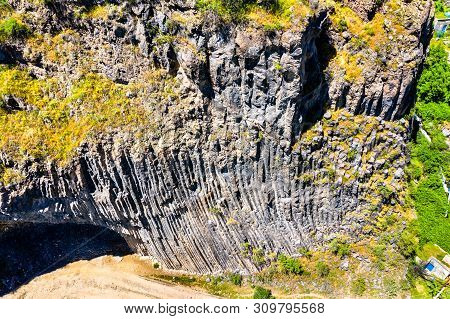 Aerial View Of The Garni Gorge With Unique Basalt Column Formations. Armenia