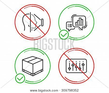 Do Or Stop. Face Id, Delivery Box And Graph Chart Icons Simple Set. Dj Controller Sign. Phone Scanni