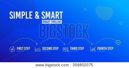 Infographic Timeline. Read Instruction, Update Data And Growth Chart Icons Simple Set. Chart Sign. O
