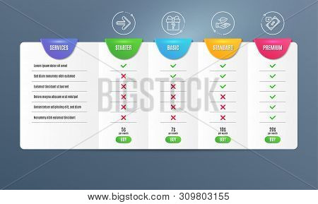 Next, Secret Gift And Leaf Icons Simple Set. Comparison Table. Rejected Payment Sign. Forward, Unkno