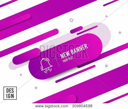 Clock Bell Line Icon. Alarm Sign. Diagonal Abstract Banner. Linear Clock Bell Icon. Geometric Line S
