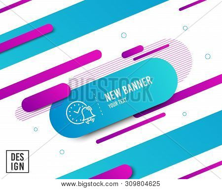 Alarm Bell Line Icon. Time Or Watch Sign. Diagonal Abstract Banner. Linear Alarm Bell Icon. Geometri