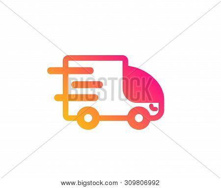 Truck Delivery Icon. Express Service Sign. Transportation Symbol. Classic Flat Style. Gradient Truck