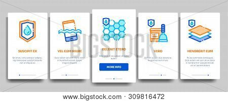 Waterproof Materials Onboarding Mobile App Page Screen. Waterproof Material For Personal, Industrial