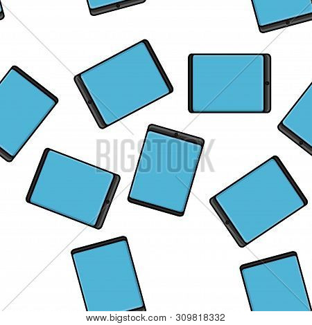 Texture Of Seamless Pattern Of Modern Gadgets Of Digital Mobile Tablets New In The Flat Style Of The