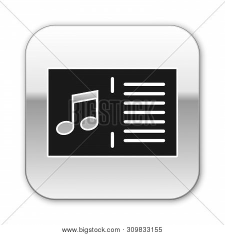 Black Music Book With Note Icon Isolated On White Background. Music Sheet With Note Stave. Notebook 