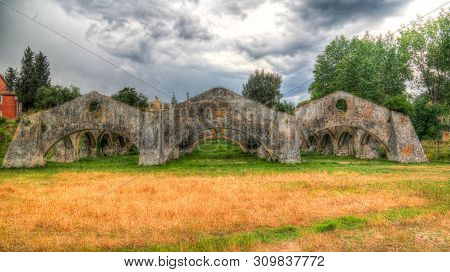 Panorama Of Venetian Arsenal And Shipyard In Gouvia At Corfu, Greece