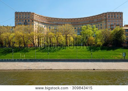 Moscow, Russia - May 6, 2019: View Of The Houses Of Architects On Rostovskaya Embankment, 5 In Mosco