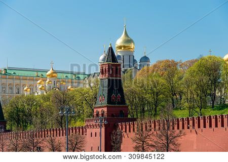 View Of The Moscow Kremlin, The  Annunciation Cathedral On A Summer Day