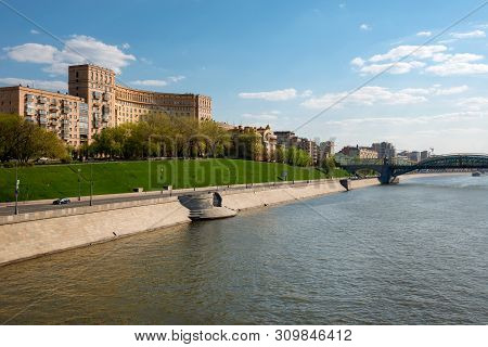 Moscow, Russia - May 6, 2019: View Of The Houses Of Architects On Rostovskaya Embankment, 5 In Mosco