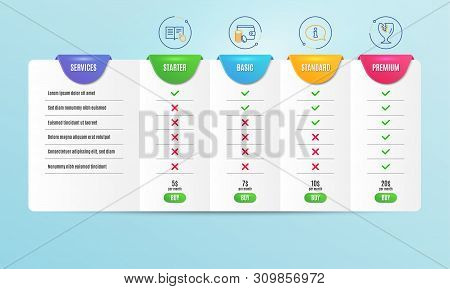Read Instruction, Payment Method And Information Icons Simple Set. Comparison Table. Fragile Package