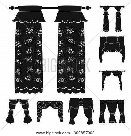 Vector Illustration Of Garter And Blinds Icon. Set Of Garter And Drapery Stock Vector Illustration.