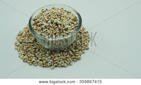 Job's Tears, Also Known As Adlay And Coix On White Background. Popular In Asian Cultures As A Food S