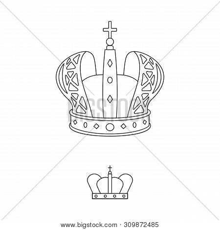 Vector Design Of Queen And Heraldic Logo. Set Of Queen And Vip Vector Icon For Stock.