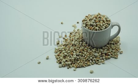 Job's Tears, Also Known As Adlay And Coix On White Background. Popular In Asian Cultures As A Food S
