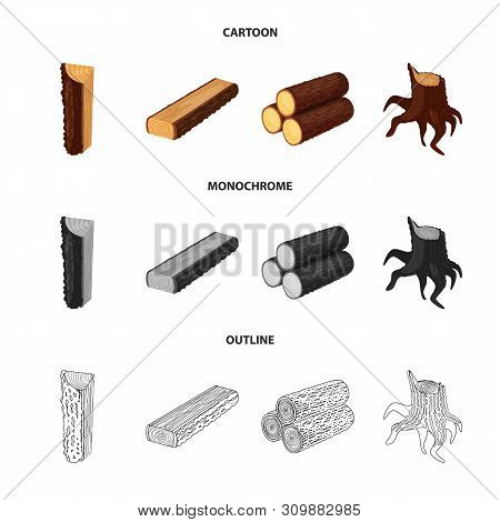 Vector Illustration Of Tree And Raw Sign. Set Of Tree And Construction Vector Icon For Stock.