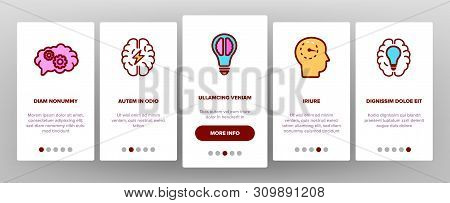 Iq, Intellect Vector Icons Onboarding Mobile App Page Screen. Intelligence Coefficient, Iq Thin Line