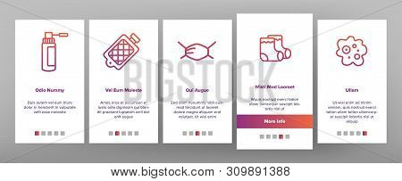Influenza Linear Vector Icons Onboarding Mobile App Page Screen. Influenza Thin Line Contour Symbols