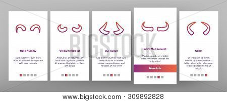 Animal, Devil Horns Vector Onboarding Mobile App Page Screen. Bull, Goat, Moose, Wild Mammals Horns 