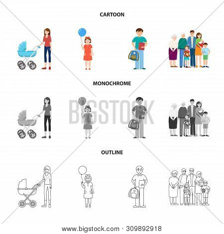 Isolated Object Of Character And Avatar Symbol. Collection Of Character And Portrait Stock Vector Il