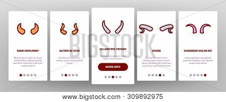 Animal, Devil Horns Vector Onboarding Mobile App Page Screen. Bull, Goat, Moose, Wild Mammals Horns 