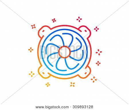 Computer Cooler Line Icon. Pc Fan Component Sign. Gradient Design Elements. Linear Computer Fan Icon