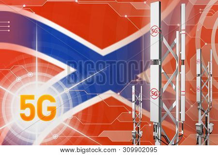 Novorossia 5g Network Industrial Illustration, Big Cellular Tower Or Mast On Hi-tech Background With
