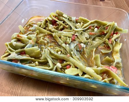 Turkish Green Beans With Olive Oil / Zeytinyagli Fasulye. Traditional Organic Food.