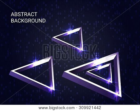 Triangle Volume Sparkle On Background. Minimal Geometric Background. Abstract Composition. 3d Vector